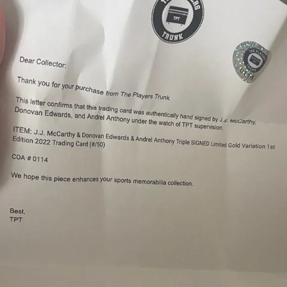 Autographed Michigan Football Trading Card - Picture 3 of 3